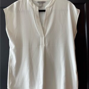 H&M Cream Sleeveless Blouse with Mandarin Collar